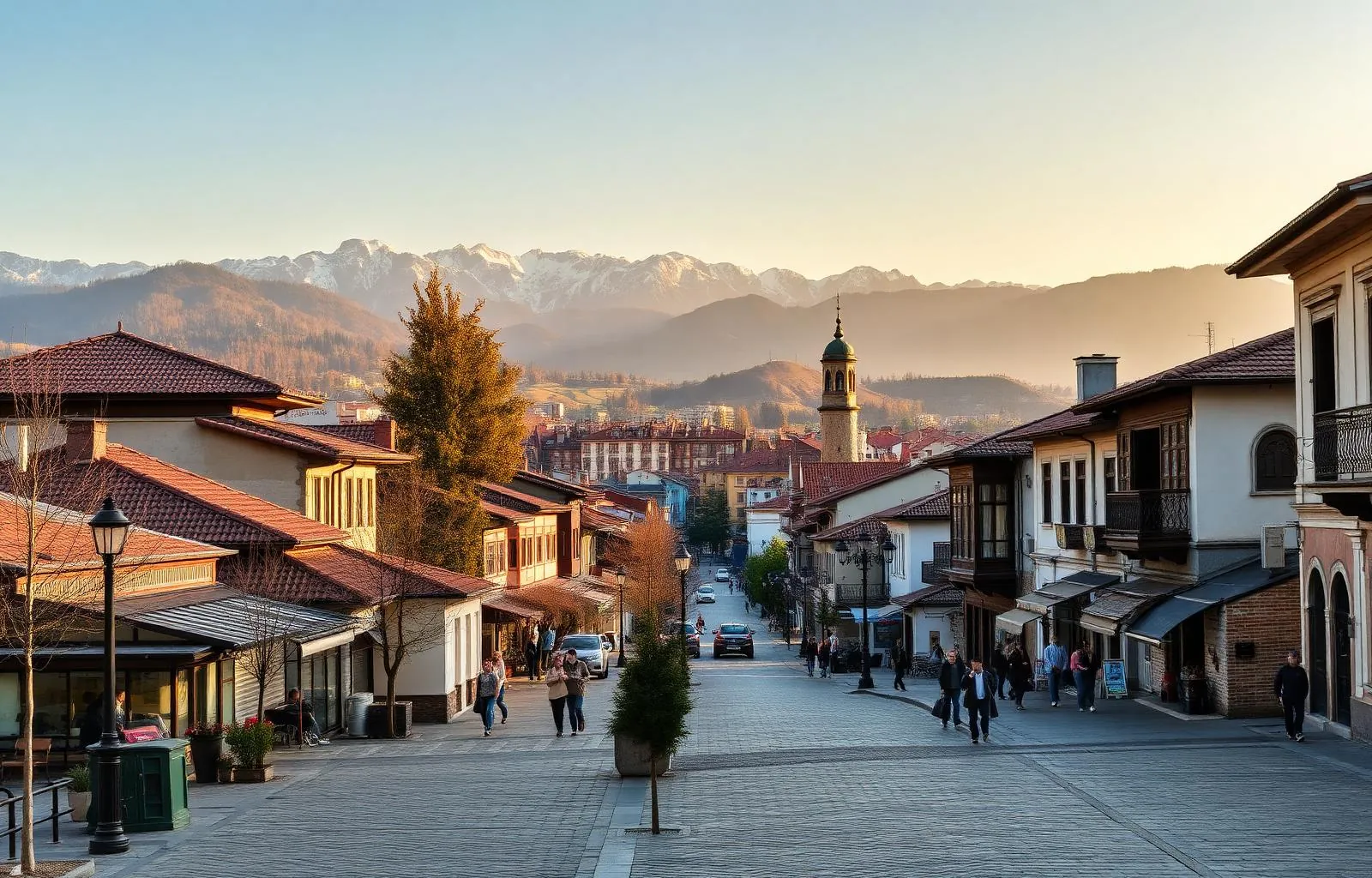Colourful Varosha old quarter of Blagoevgrad below the Pirin foothills