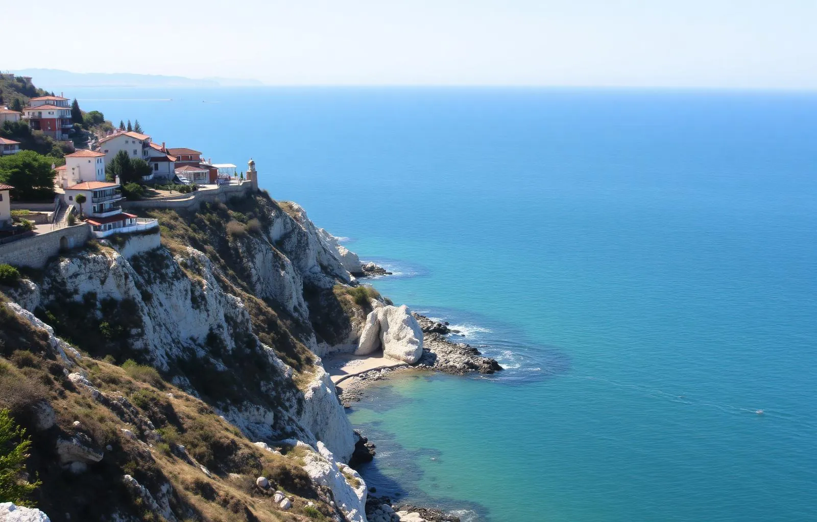 White limestone cliffs of Byala dropping into the Black Sea between Varna and Burgas