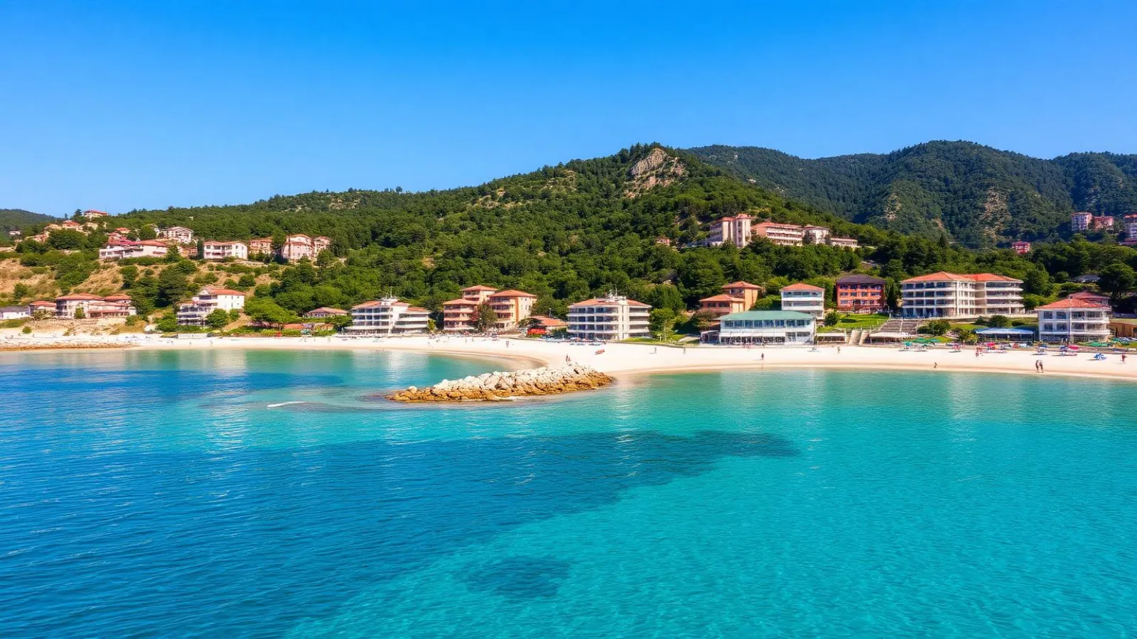 Twin sandy bays of Kiten resort on the southern Bulgarian Black Sea coast