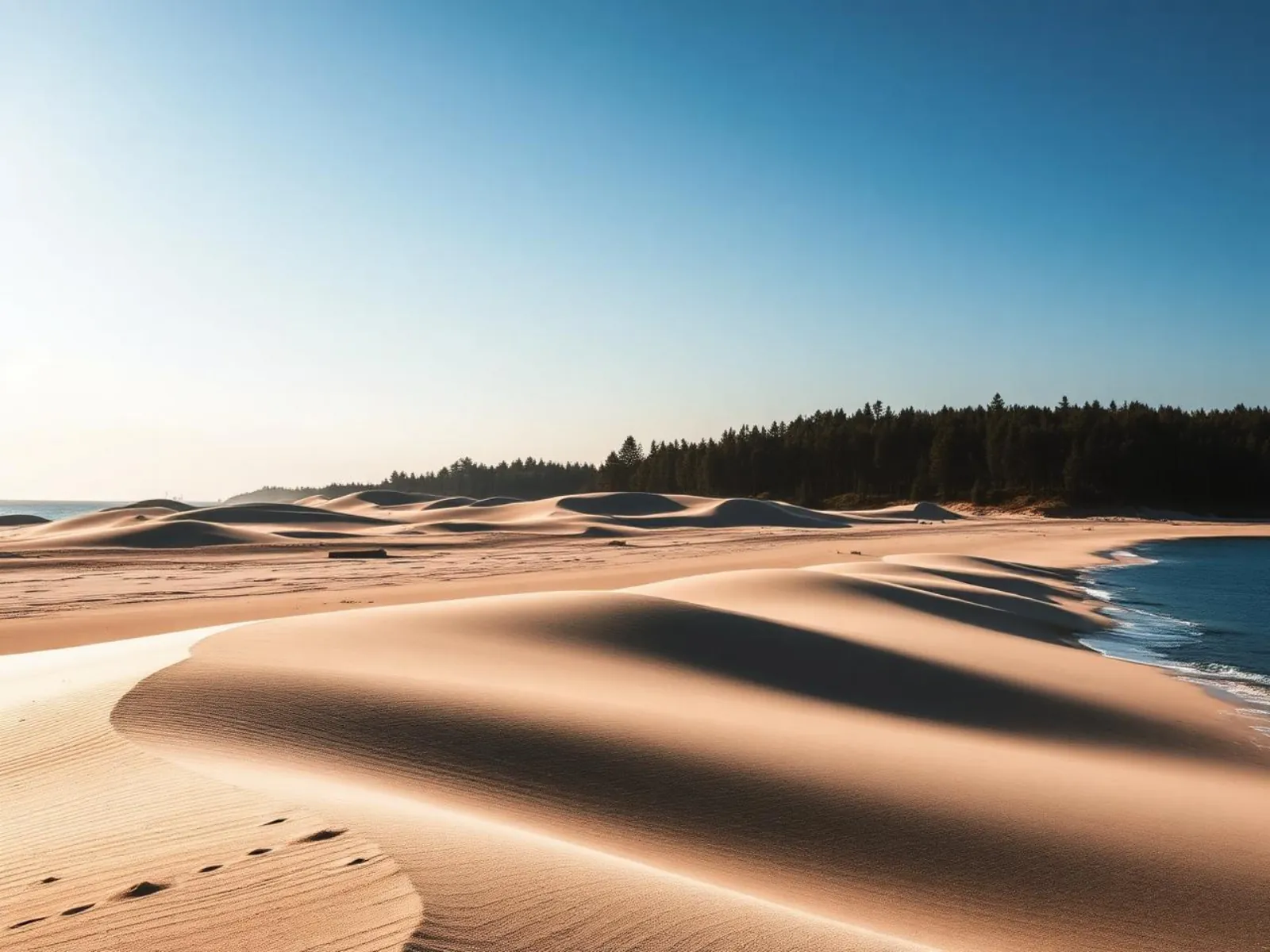 Empty wild sandy beach and dunes of Shkorpilovtsi south of Varna