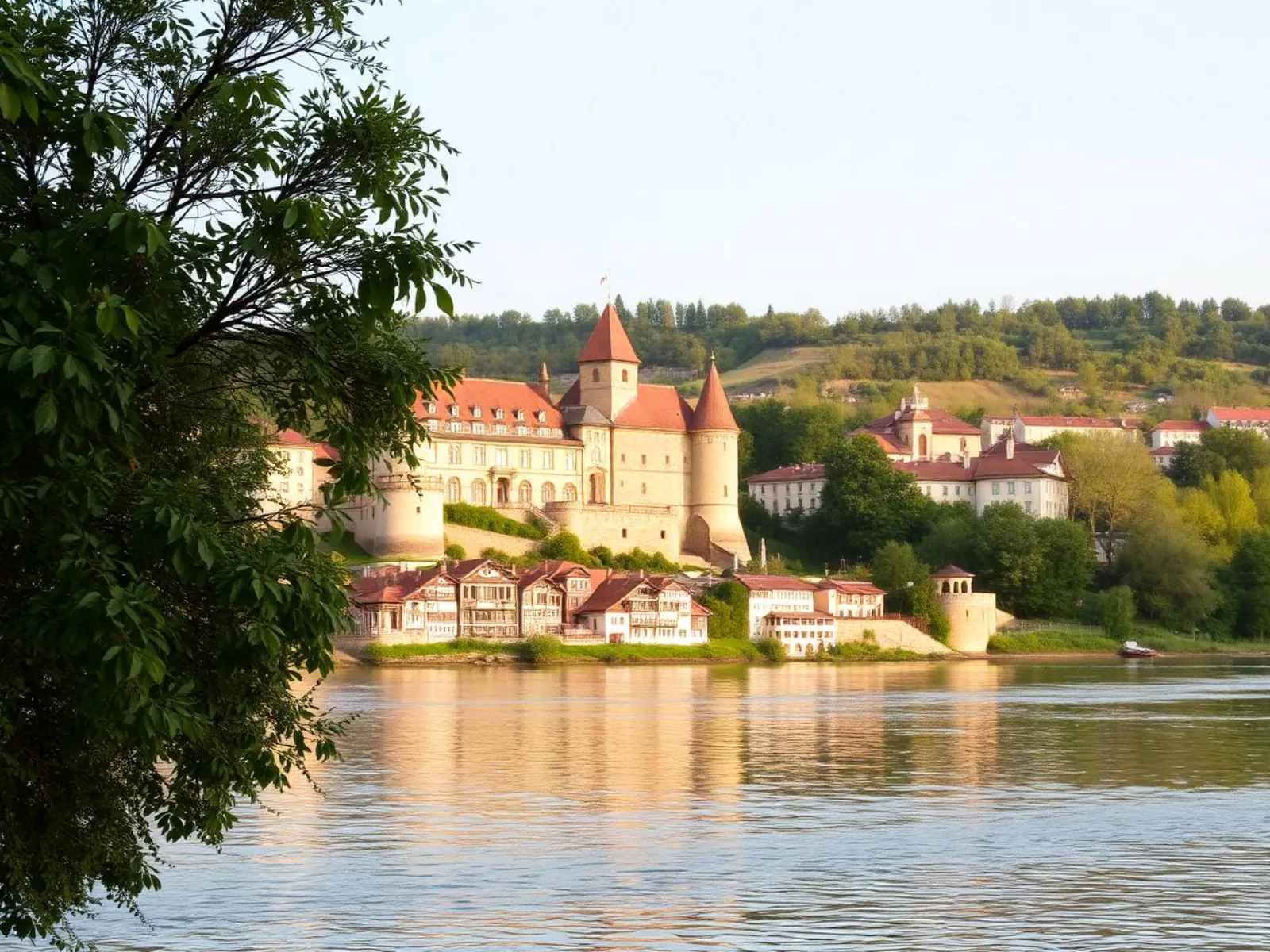 Stone walls of the Baba Vida fortress on the Danube riverbank in Vidin